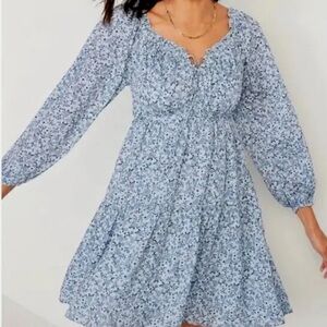 OLD NAVY Boho Dress BOHEMIAN Ruffled Tiered Smocked Blue Paisley small